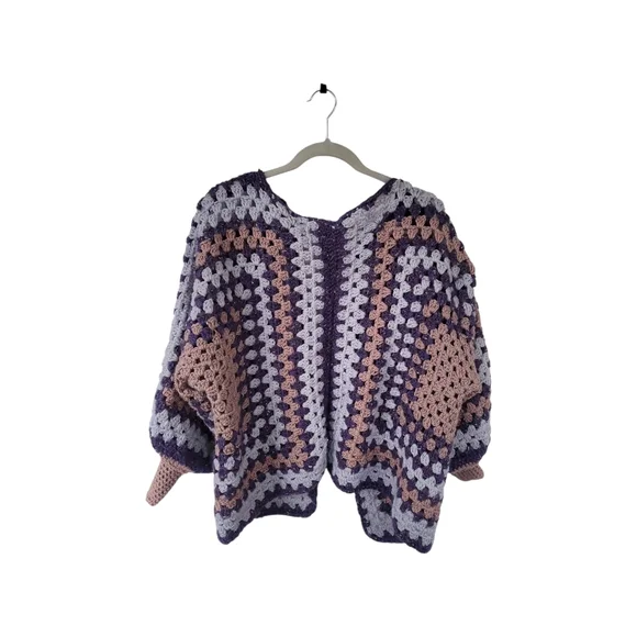 Vintage Purple and Pink Crochet Cardigan - Picture 8 of 9